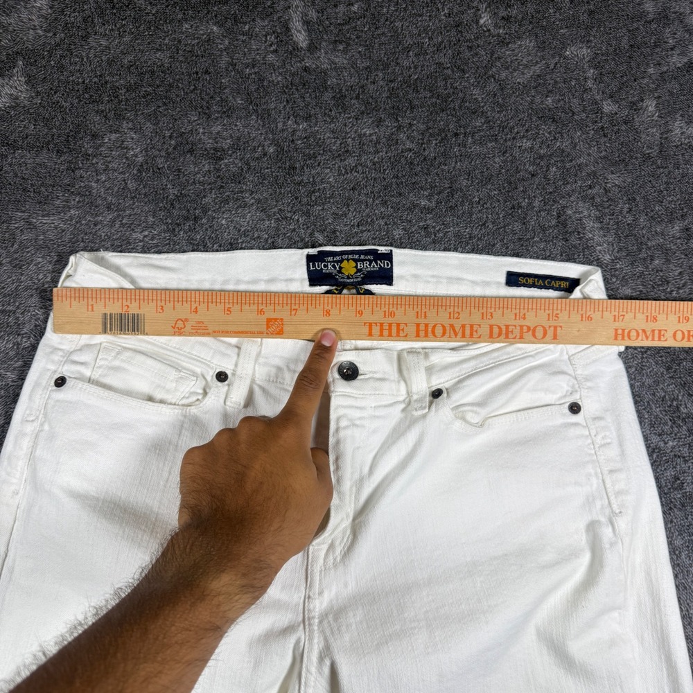 Lucky Brand Sofia Capri Jeans White Denim Cropped Pants Size 16/33 - Picture 7 of 12